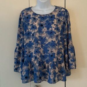 J. Crew Floral peplum Blouse S